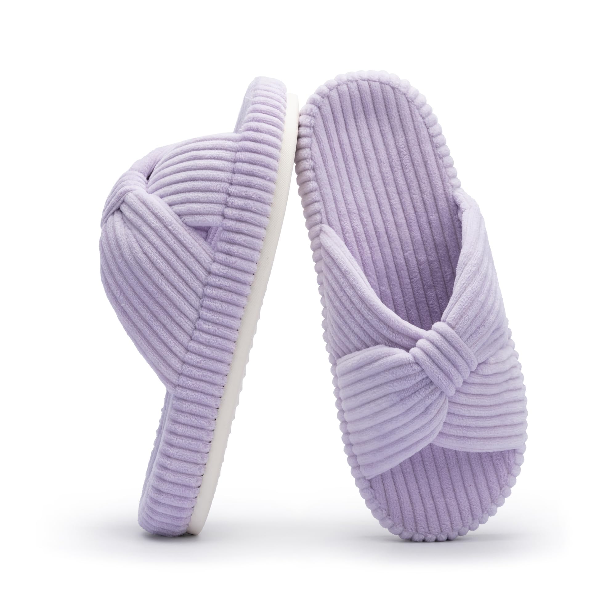 Chantomoo Slippers for Women Memory Foam House Bedroom Corduroy Bow Crossbands Slipper Shoes Comfy Trendy Gift Slippers