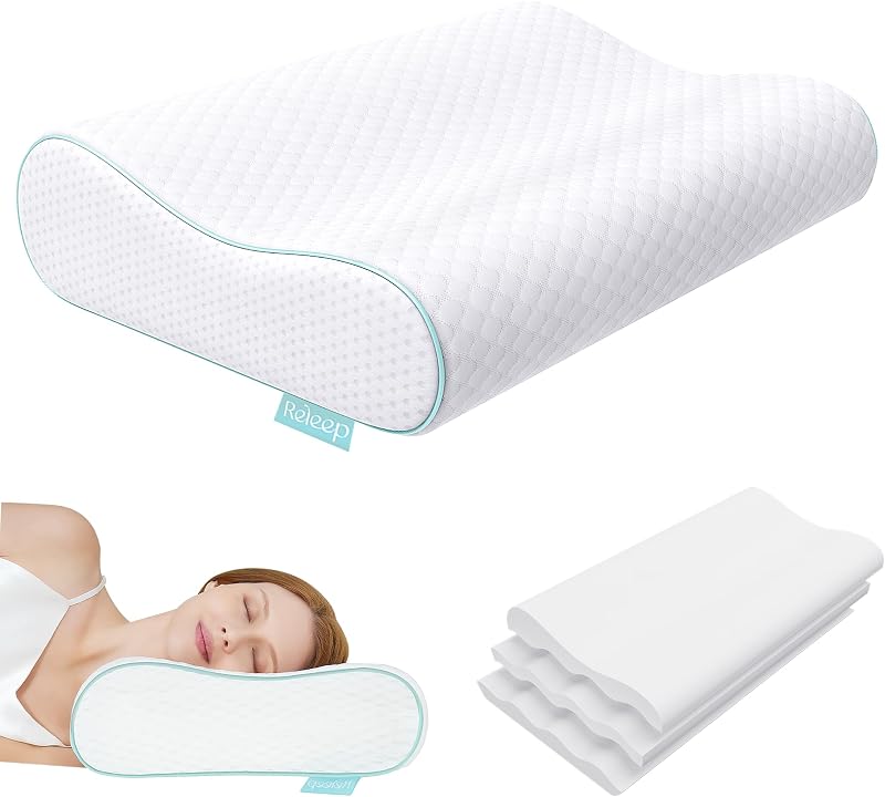 Cervical Neck Pillow, Side Sleeper Pillow for Neck Pain Relief, Adjustable Contour Pillow for Sleeping, Ergonomic Memory Foam Pillow, Orthopedic Cooling Pillow Back Stomach Sleeping, Queen Size