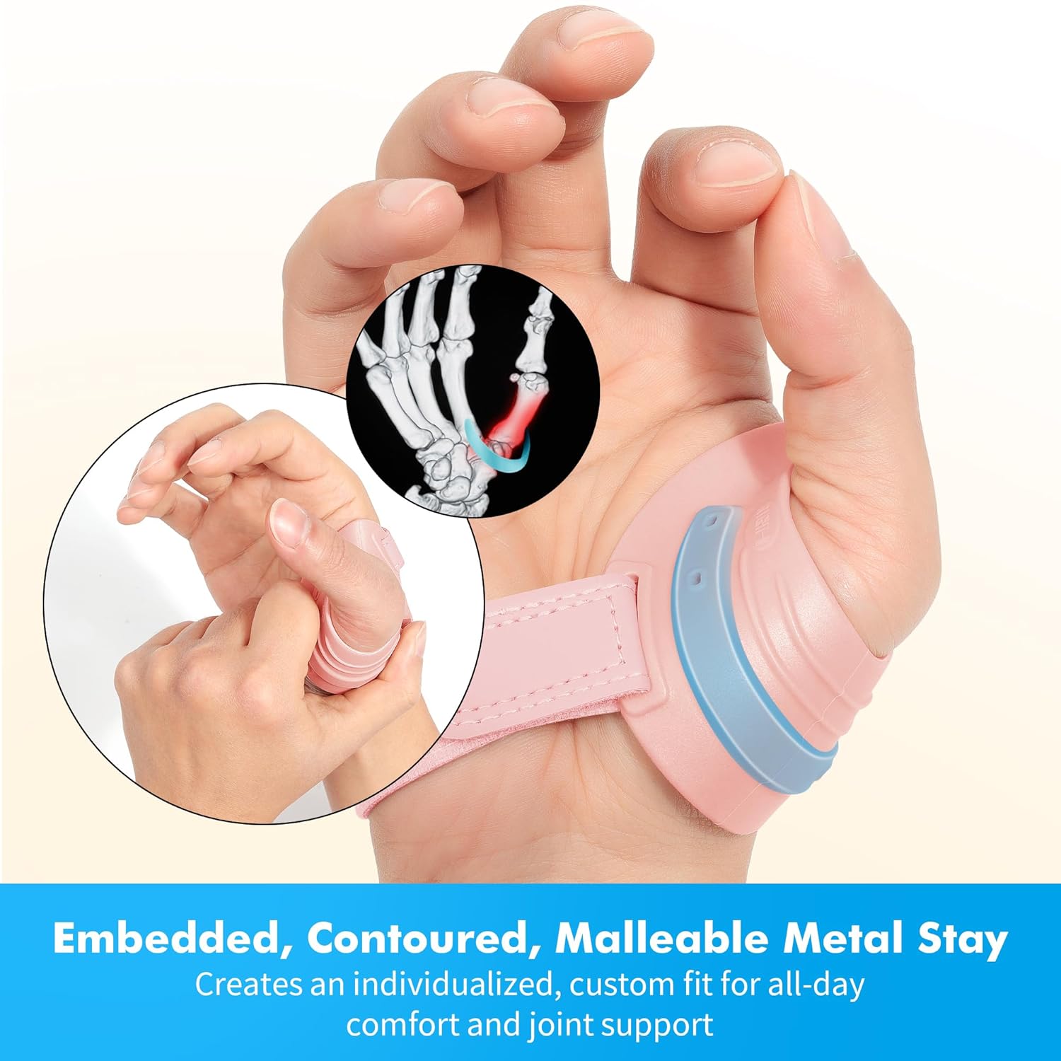 fortemotus cmc thumb brace, upgrade thumb splint for cmc joint pain relief and support, osteoarthritis, tendonitis, arthritis, cmc joint thumb arthritis brace: for women men (pink, right hand, small) small pink - right hand
