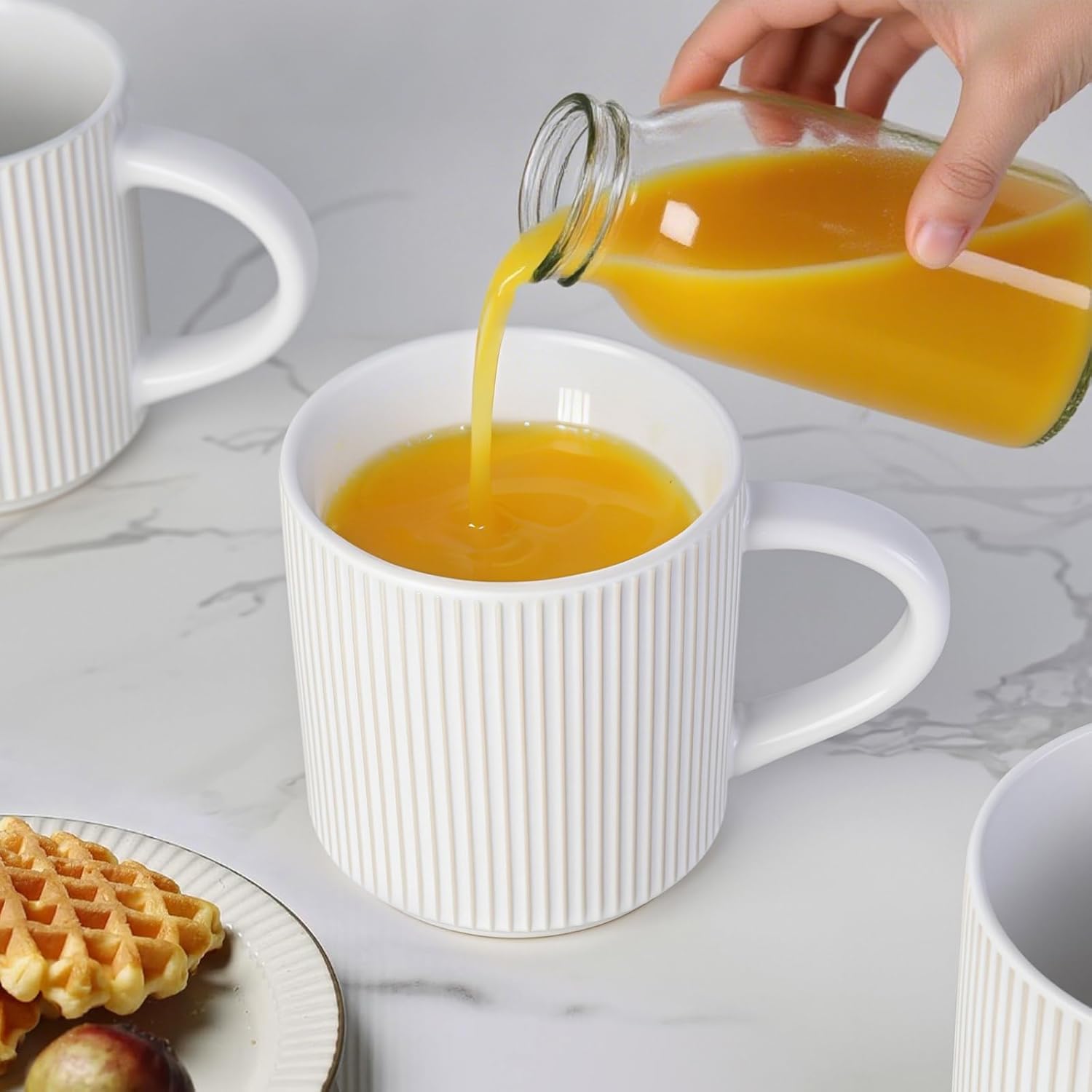 DeeCoo Matte White Coffee Mugs Set of 4, 12 Ounce Mug with Handles, Ceramic Stoneware Catering Coffee Cups, Porcelain Mugs Sets for Coffee, Tea, Hot Cocoa, Milk, Microwave and Dishwasher Safe