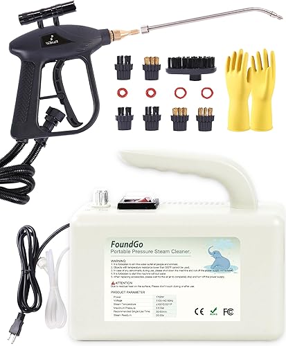 Miniatura 6 de FoundGo Limpiador de vapor de mano sin tanque de 1700 W con 7 cepillos, calentamiento de 20 segundos a 239  limpiador de vapor portátil presurizado,