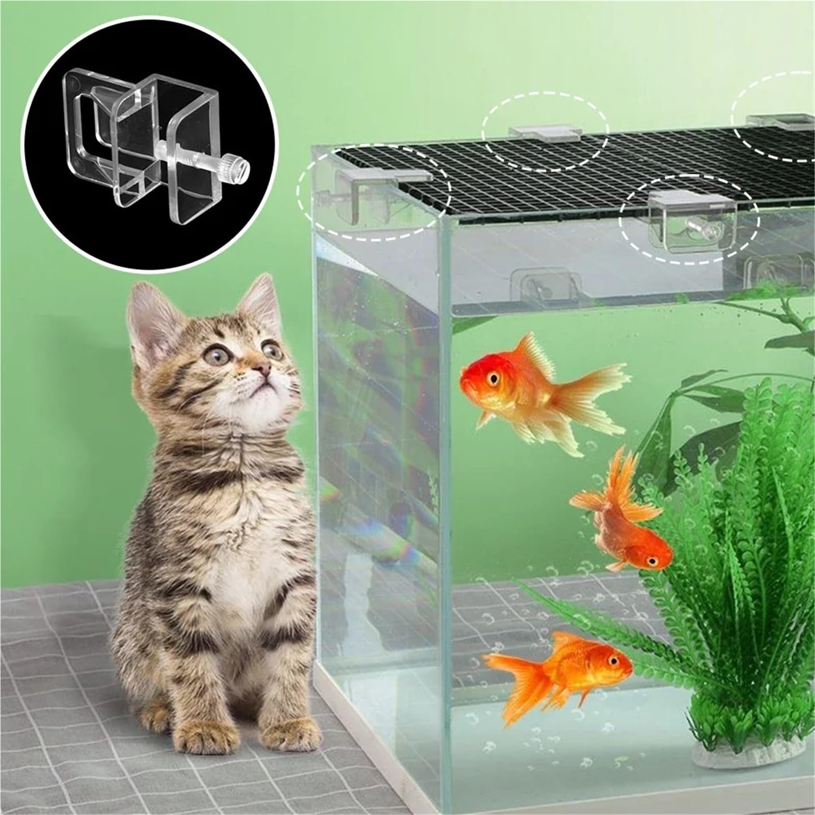 Aquarium-Deckel-Clips, 4 Stück, Anti-Sprung-Abdeckplatte, fester Clip, Acryl, Aquariumplattenhalter, Halterung, Aquarium-Abdeckungsklemme, Zubehör