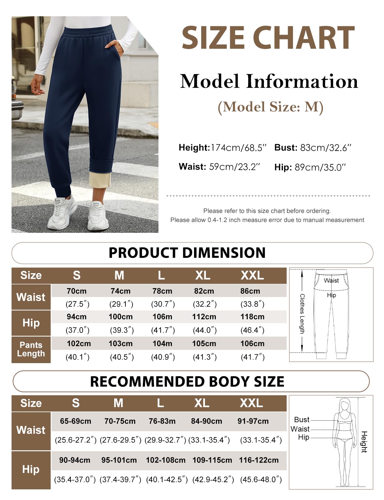 Xnova Pantaloni da Jogging Imbottiti da Donna Invernali, Tuta Fodera in Pile Pantalone con Coulisse Casual Sportivi Vita Alta Leggings, Lunghi Pantaloni Joggers in Tessuto Elasticizzato con 2 Tasche