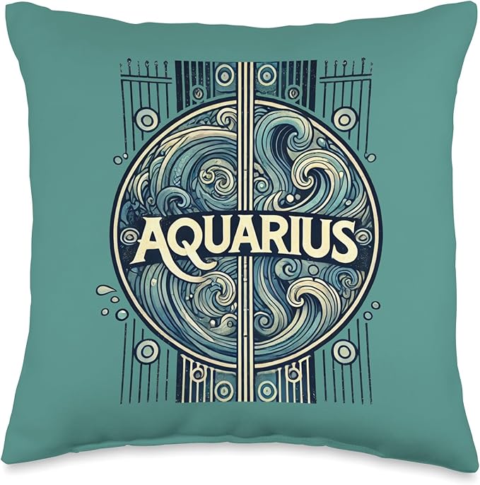 Aquarius Zodiac Art Astrology Sign Design Birthday Throw Pillow