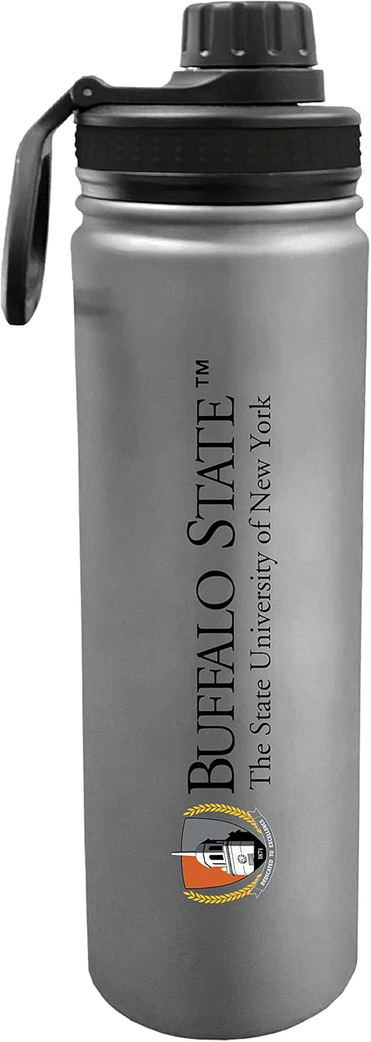 The Fanatic Group Buffalo State Dual Walled Stainless Steel Sports Bottle, Design-1 - Silver