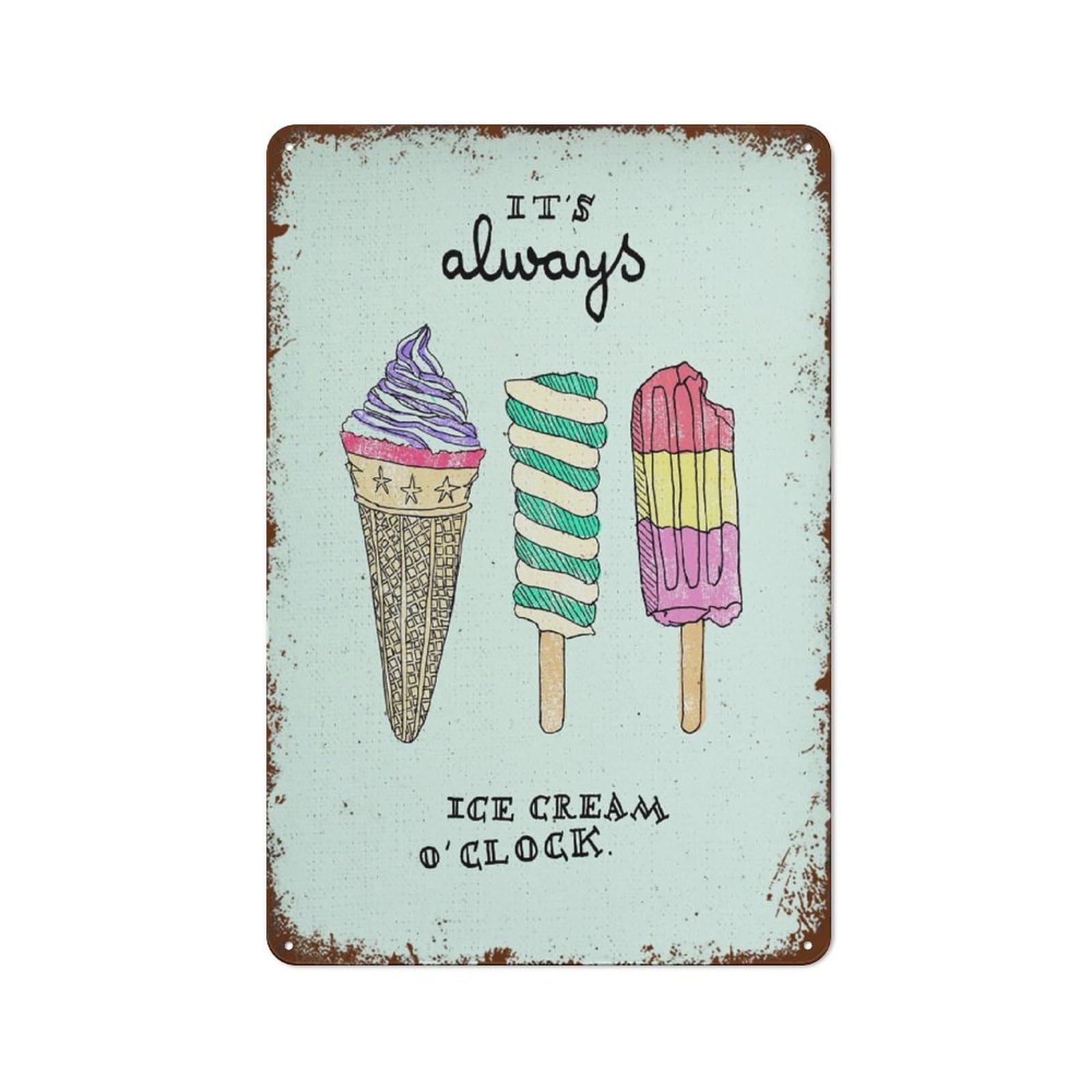 Strunt Cream Ice- O'clock Able Illustration A4 And Letter Wall Art Cards Nursery And Kids Room Deco Summer Ice Dessert Store Bathroom Signs Decor For Home,Office,Farmhouse Poster Decor 5.5X8inch
