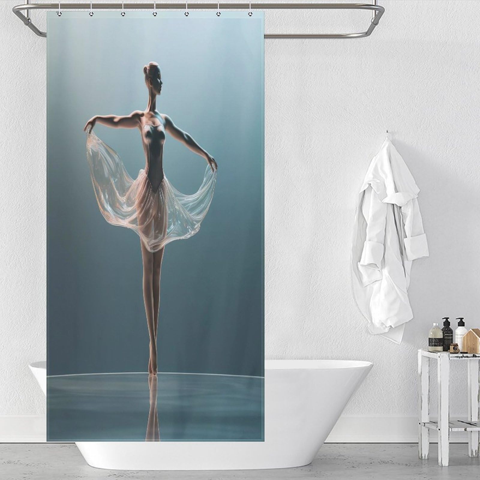 Rideau de douche anti-éclaboussures en polyester imperméable pour en finir avec le sol mouillé