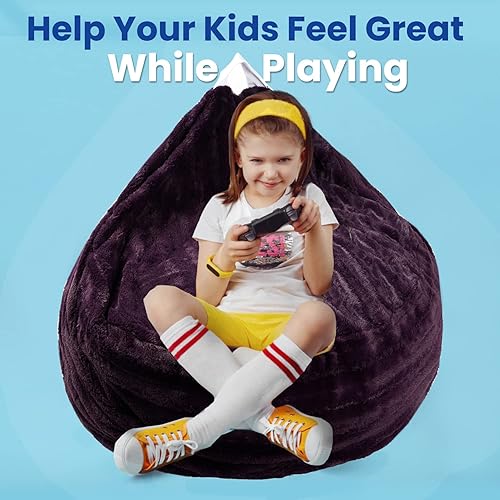 Miniatura 5 de Cheer Collection Puf de almacenamiento de animales de peluche, organizador de almacenamiento de juguetes para niños y puf con asa, bolsa de piel