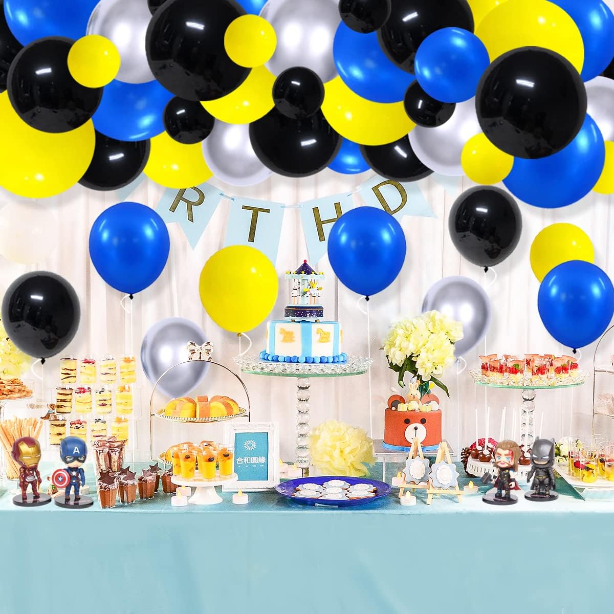 Kit De Arco De Guirnalda De Globos Azules, Globos Azules Plateados Y
