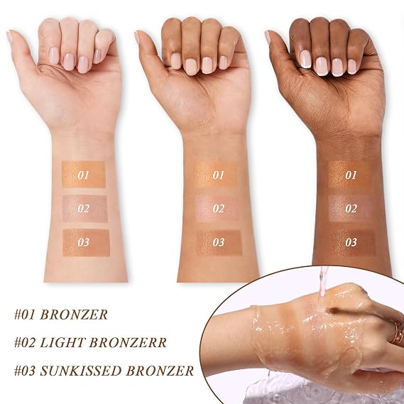 UCANBE Baked Luminous Bronzer Skin Enhancer, Buildable & Blendable Powder Bronzer 2-in-1 Highlight and Contour, Ultra-Fine Smooth Formula, Long-Lasting Natural Sunkissed Glow - 01Golden Creme (Bronze)