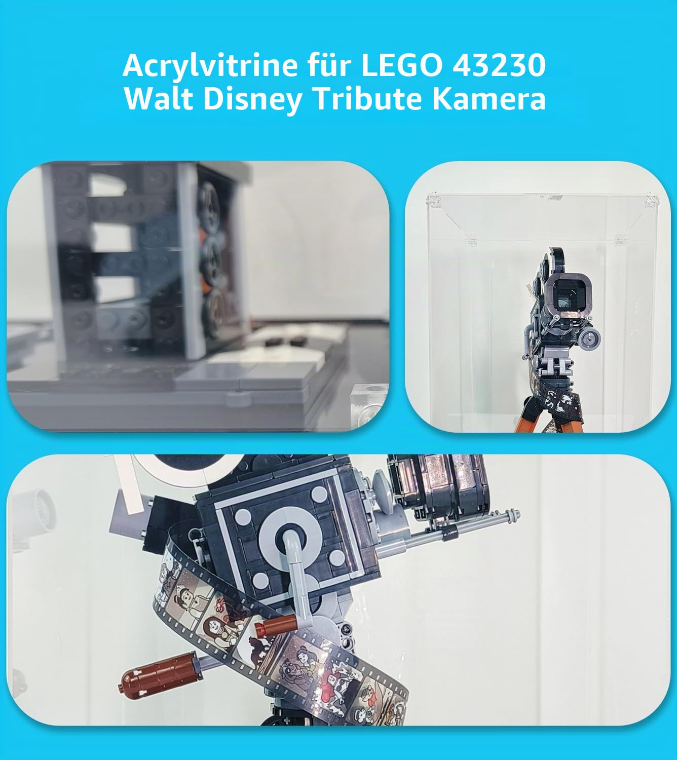 Acryl Vitrine Kompatibel mit Lego 43230 Tribute to Walt Disney 100. Jubiläumsset für Erwachsene mit Mickey und Minnie-Maus-Minifiguren Vitrine (Display Case Only)