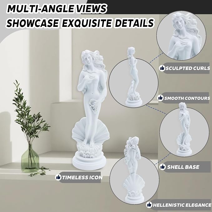 Estatua de Afrodita de 7.6 pulgadas: Nacimiento de Venus, mitología griega miniatura 4