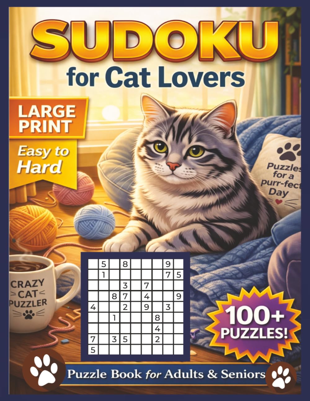 Sudoku for Cat Lovers: Large Print Puzzle Book for Adults & Seniors | Easy to Hard Brain Games with 100+ Puzzles (Sudoku for Everyone)