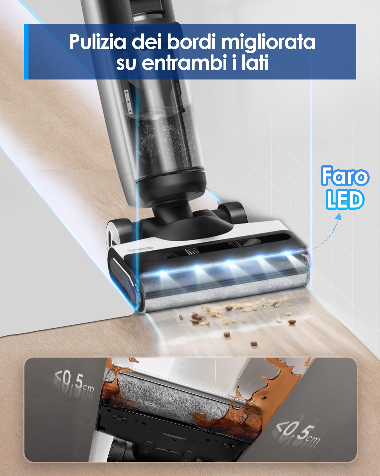 Tineco FLOOR ONE S7 Pro(S7 Series) Aspirapolvere Cordless per Pavimenti Duri, Pulisce Sempre con Acqua Pulita, Display LED, Lunga Autonomia. Rimuove Macchie Ostinate e Peli di Animali Domestici