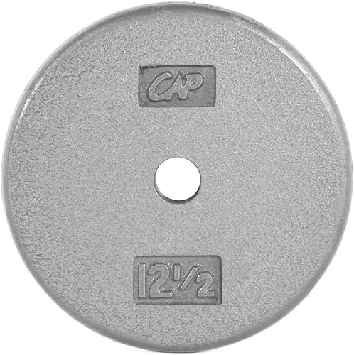 Miniatura 7 de CAP Barbell Placas de peso estándar de hierro fundido de 1 pulgada, individuales y juegos | 1.25-50 libras | Múltiples opciones Gris,Negro, 10