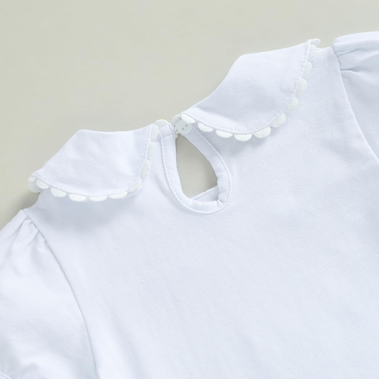 6M-6Y Toddler Baby Girls Ruffle Peter Pan Collar Blouse Kids Girl Solid Color Pink White T Shirts Casual Tee Tops - Image 5