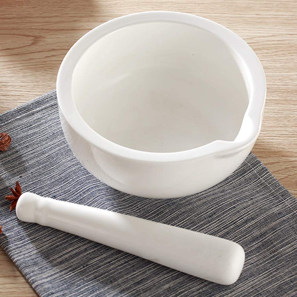 Set di Mortaio e pestello, Mortaio da Cucina e pestello, Porcellana fine-Bianca, Aspetto Lucido Ruvido Interno Cucina Creativa Gadget Multi-Funzione smerigliatrice Multifunzione (Size : B)