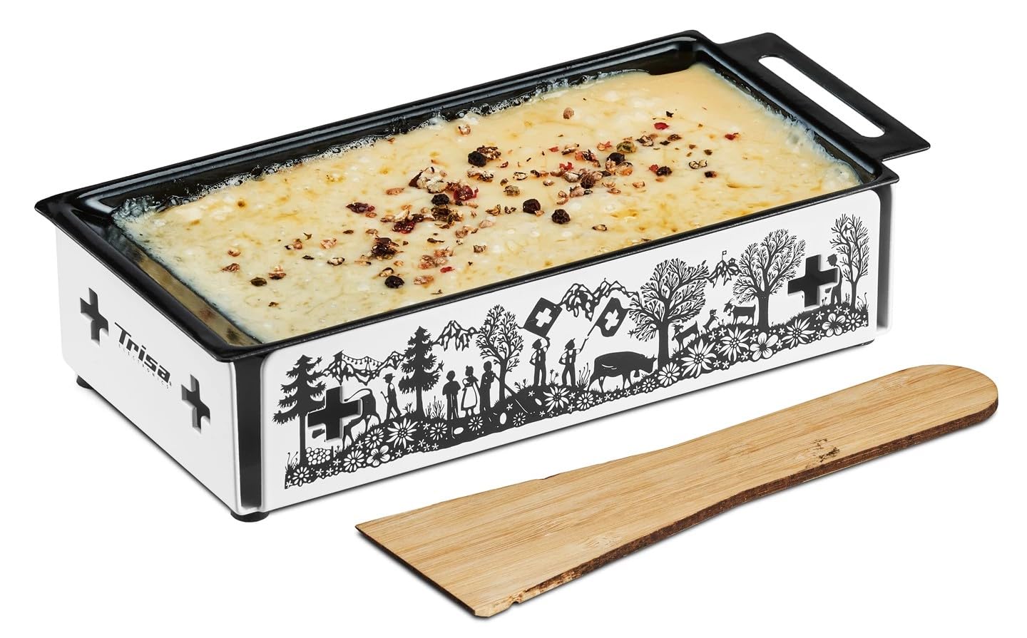 Trisa Kitchenette Raclette Set Kerzen Swiss Design Pfännchen stapelbar