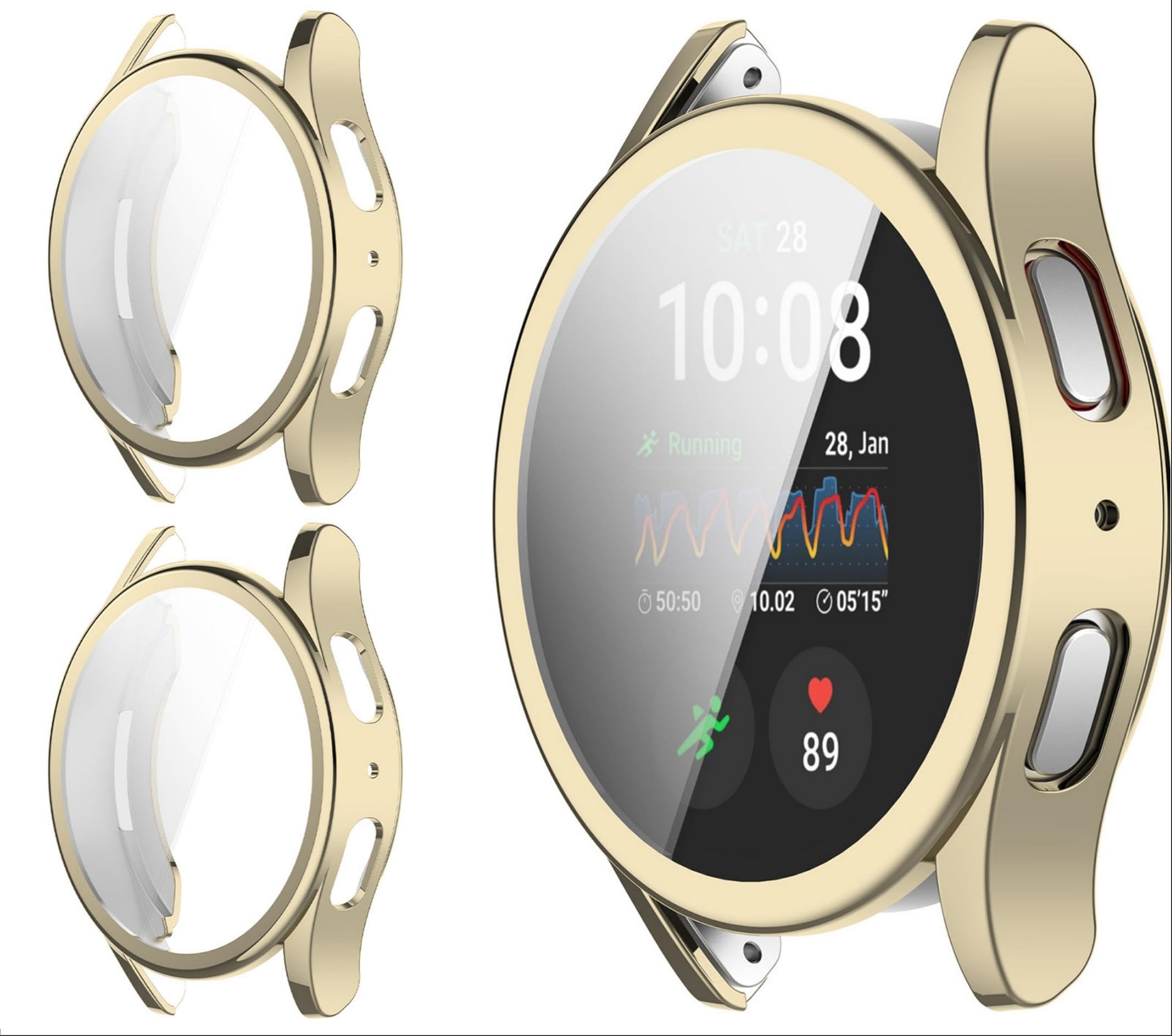 GIOPUEY [2 PACK Case Compatible with Samsung Galaxy Watch 7 44MM, Soft TPU, Shock Resistant, Samsung Galaxy Watch 7 44MM Cover - Gold+Gold