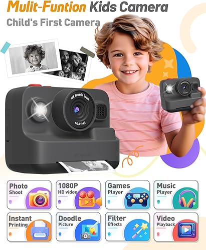 Miniatura 8 de Yehtta Instant Print Camera for Kids, Christmas Birthday Gifts for 3-12 Year Old Girls Boys, 2.4in Screen 1080P Video Digital Camera Toys for Kids