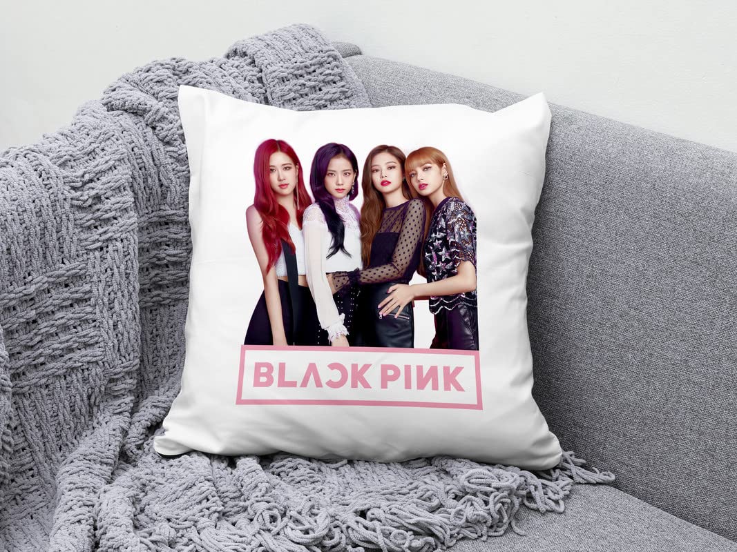 PrintingZone Blackpink Cushion Pillow 12x12 with Filler K pop for Kids Satin White (Pack of 1)(NC-45)