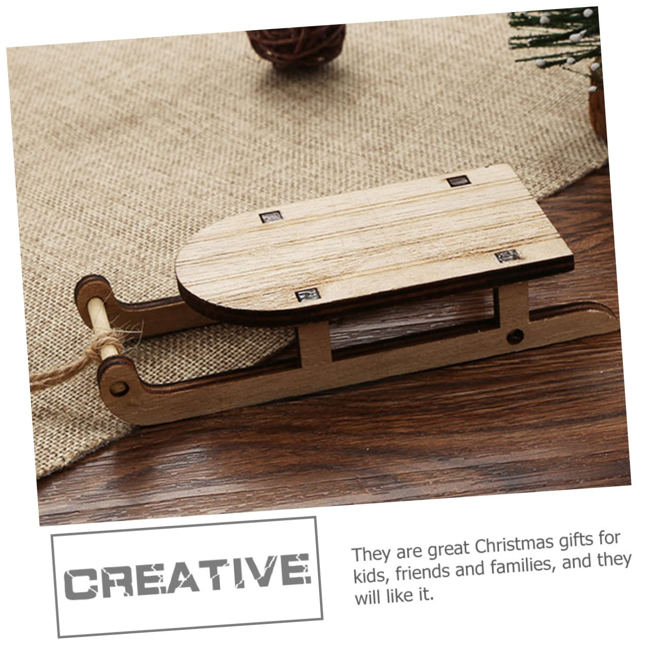 VILLCASE 5 Sätze Schlittenanhänger Aus Holz Schlitten-tischdekoration Zierschlitten Weihnachtsbaumschlitten Hängende Verzierung Der Schneeflocke Miniatur-schlitten Hölzern 6 Stück * 5