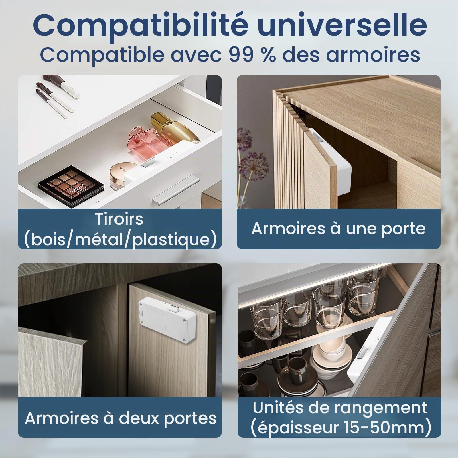 Serrure Connectée, Serrure RFID Bluetooth Serrure de Tiroir Électronique Serrure d'Armoire Intelligente NFC Sécurité Enfant Cachée