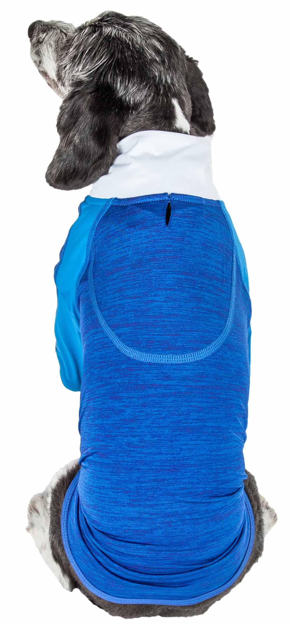 PetLife Active Chewitt Wagassy - Camiseta de Manga Larga para Perro (elástica, 4 vías, tamaño Grande), Color Azul