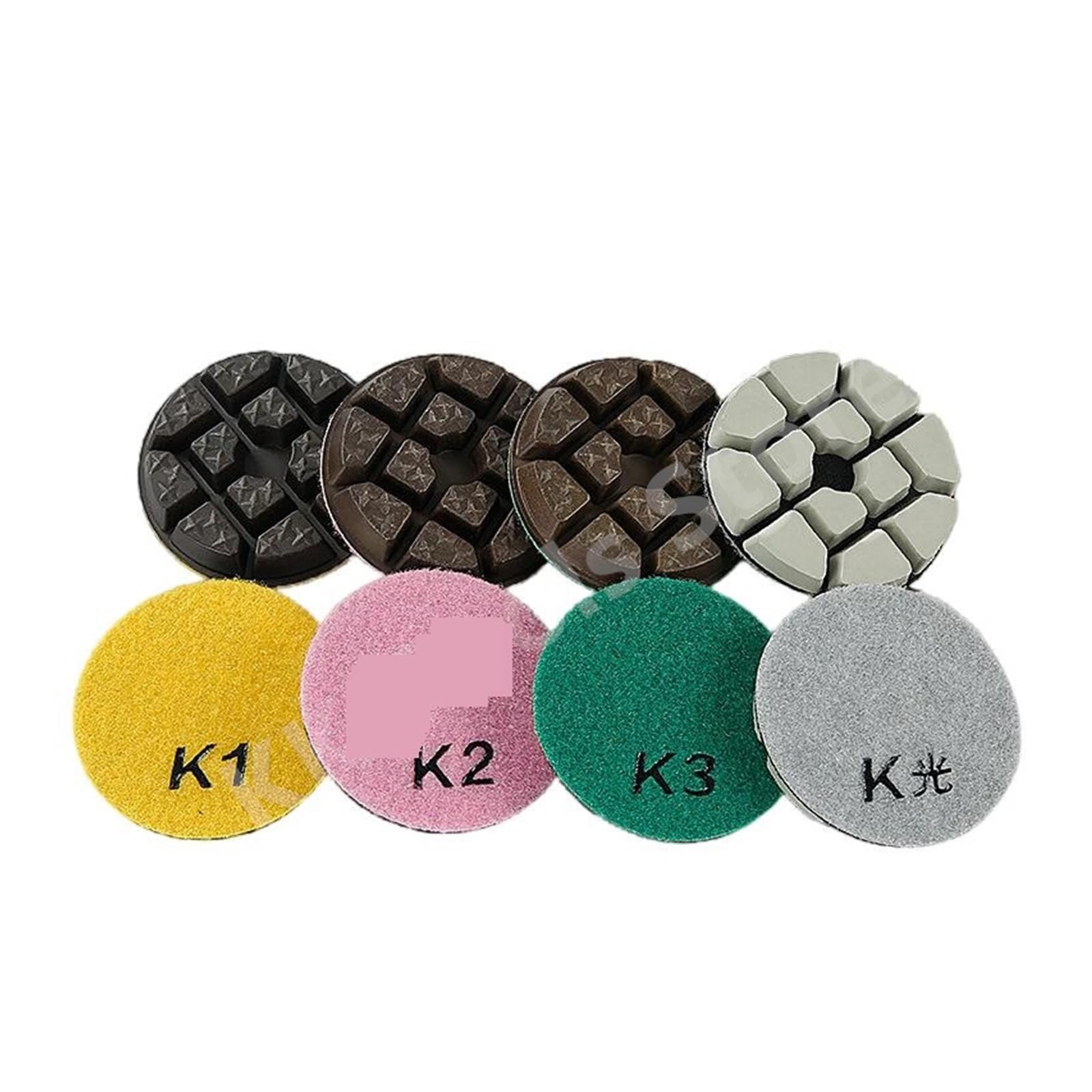 Almohadillas de Pulido (4 Unidades, 3 Pulgadas, 80 mm, 4 Pasos), para Uso en seco, para pulir Cemento, terrazo, renovar Suelos, amoladoras de Bloque (4 Unidades, Paso 1)