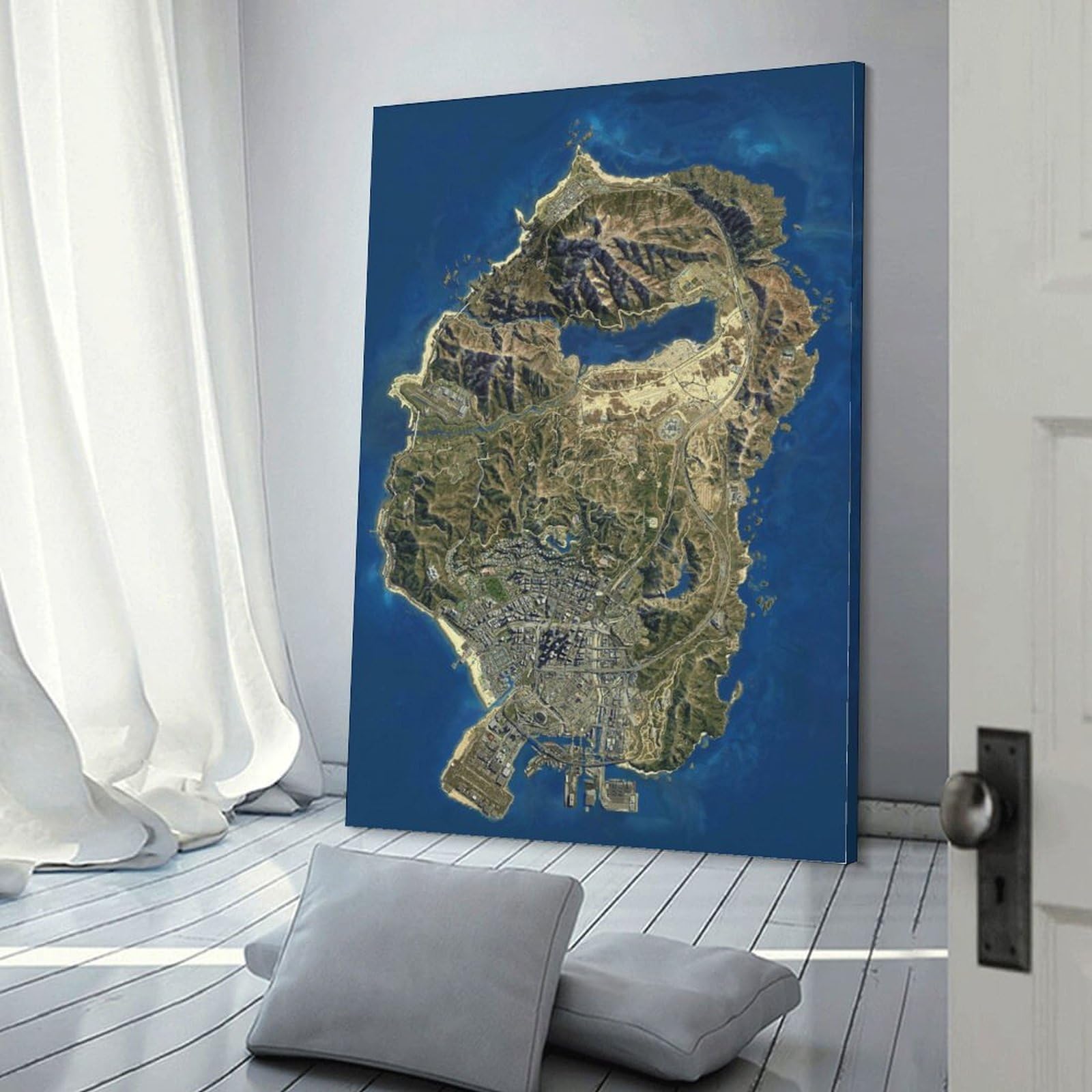 Amazon.co.jp: GTA5衛星地図キャンバスポスター絵画ポスターHD