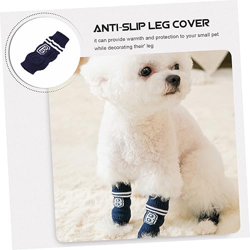 Vista 18 de POPETPOP Calentadores de piernas de punto para mascotas, 4 protectores de codo para perros y gatos