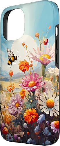 Vista 11 de Funda para iPhone 13 Pro Lively Bee en Sunny Meadow of Wildflowers
