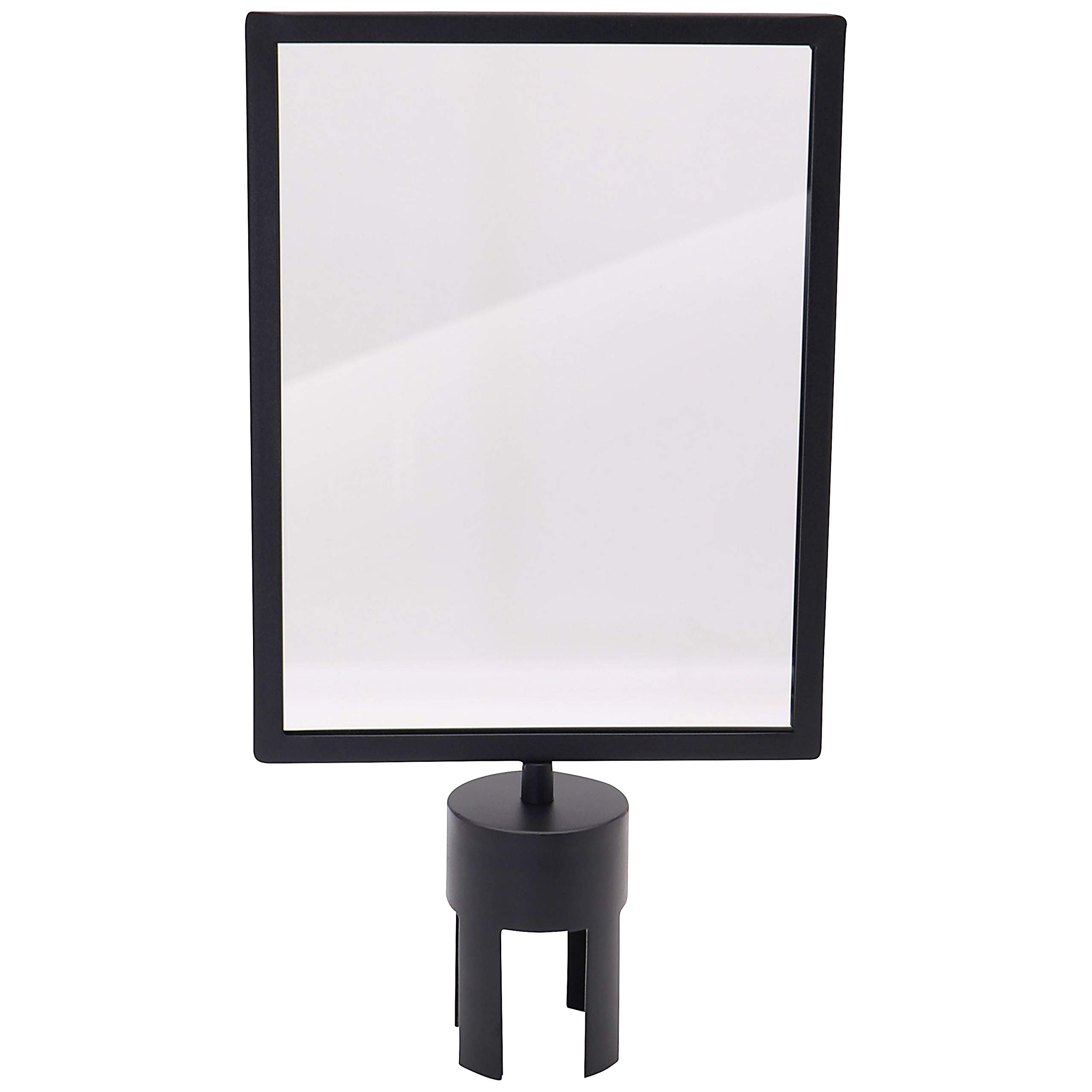 Qbuster Vertical Paper Sign Holder with Metal Frame, Fits 2.5” Diameter Crowd Control Stanchions, Easy Installation, 8.5"L x 11"W, Black