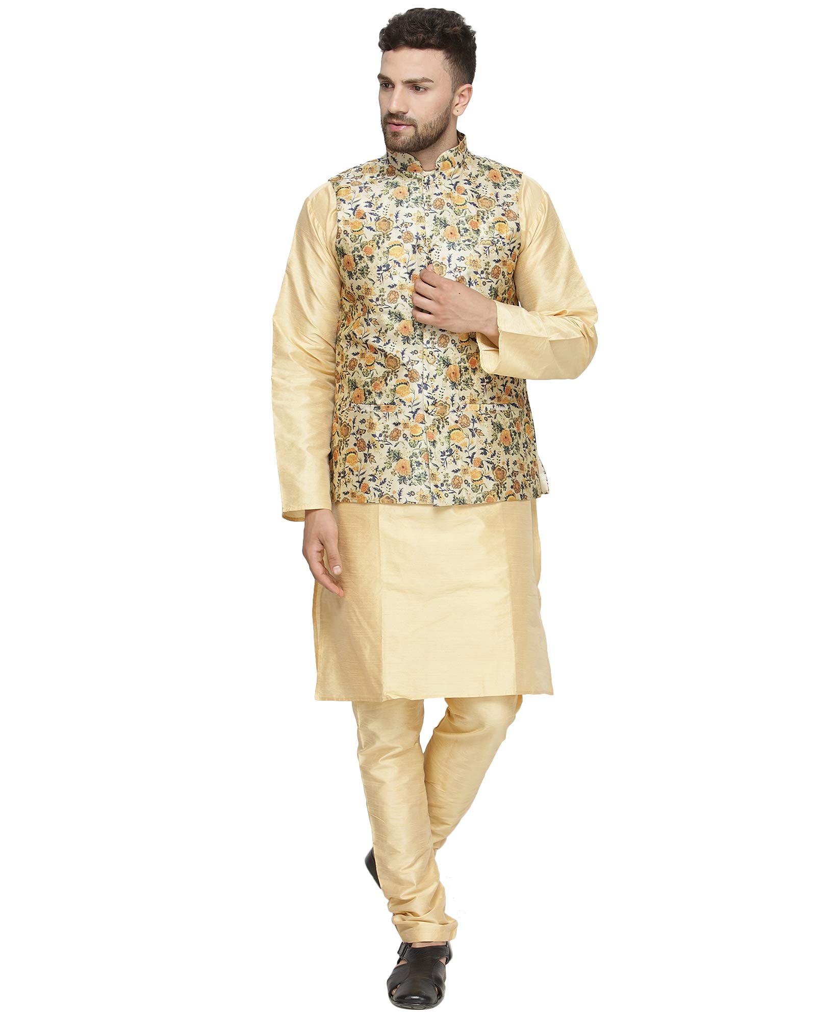 abh lifestyle mens Dupion silk kurta pajama waistcoat set-picture-20