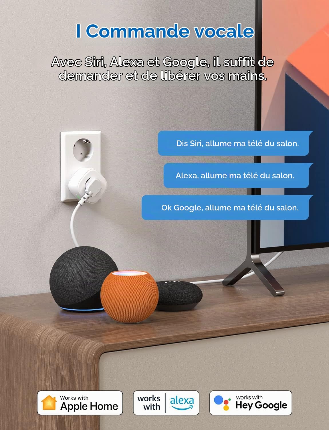 Meross Prise Connectée Type F, Lot de 2, Programmables WiFi | Prise Intelligente avec Commande Vocale et Contrôle à Distance, Compatible Avec Apple HomeKit, Alexa et Google Home