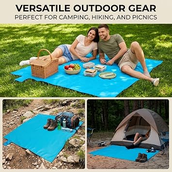 Waterproof Beach Mat 110 * 70cm, Outdoor Beach Blanket and Picnic Blanket, Sand‑proof Camping Blanket with Carry Bag for Travel Park Outdoor