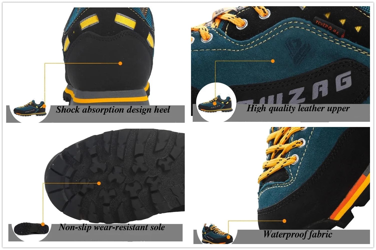 SANANG Zapatillas De Senderismo de Corte Bajo para Hombre,Zapatillas Deportivas De Ccuero para Actividades al Aire Libre. Trekking y Caza Azul,Gris,40-46