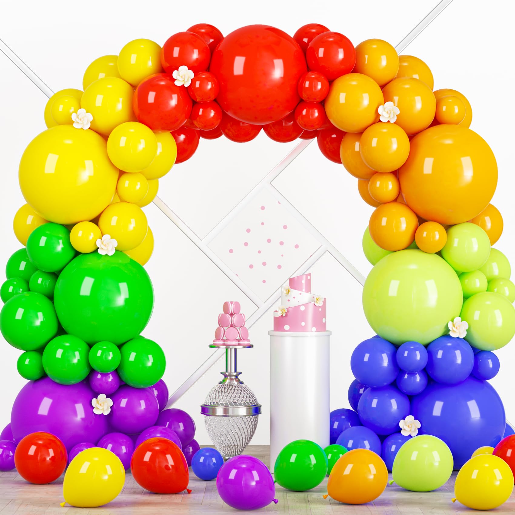 Voircoloria 98pcs Rainbow Balloons Garland Arch Kit, 18 12 10 5 Inch