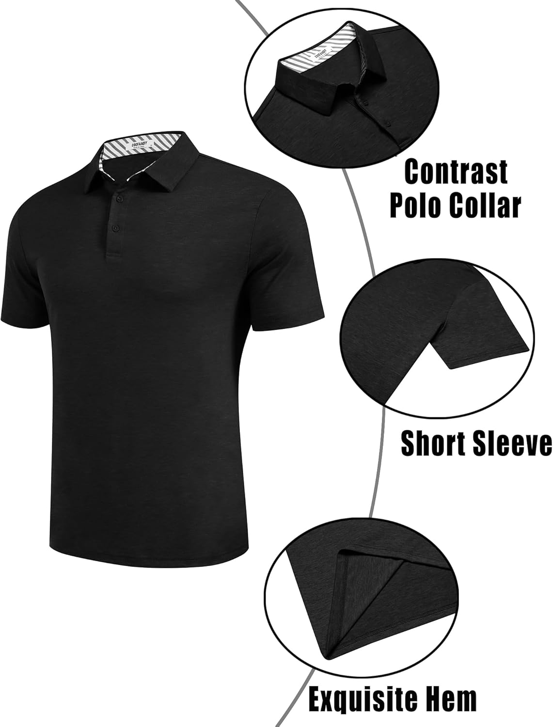 COOFANDY Men's Casual Polo Shirts Short Sleeve Classic Basic Tee Button Collar Shirt Summer Golf T-Shirt - Image 6
