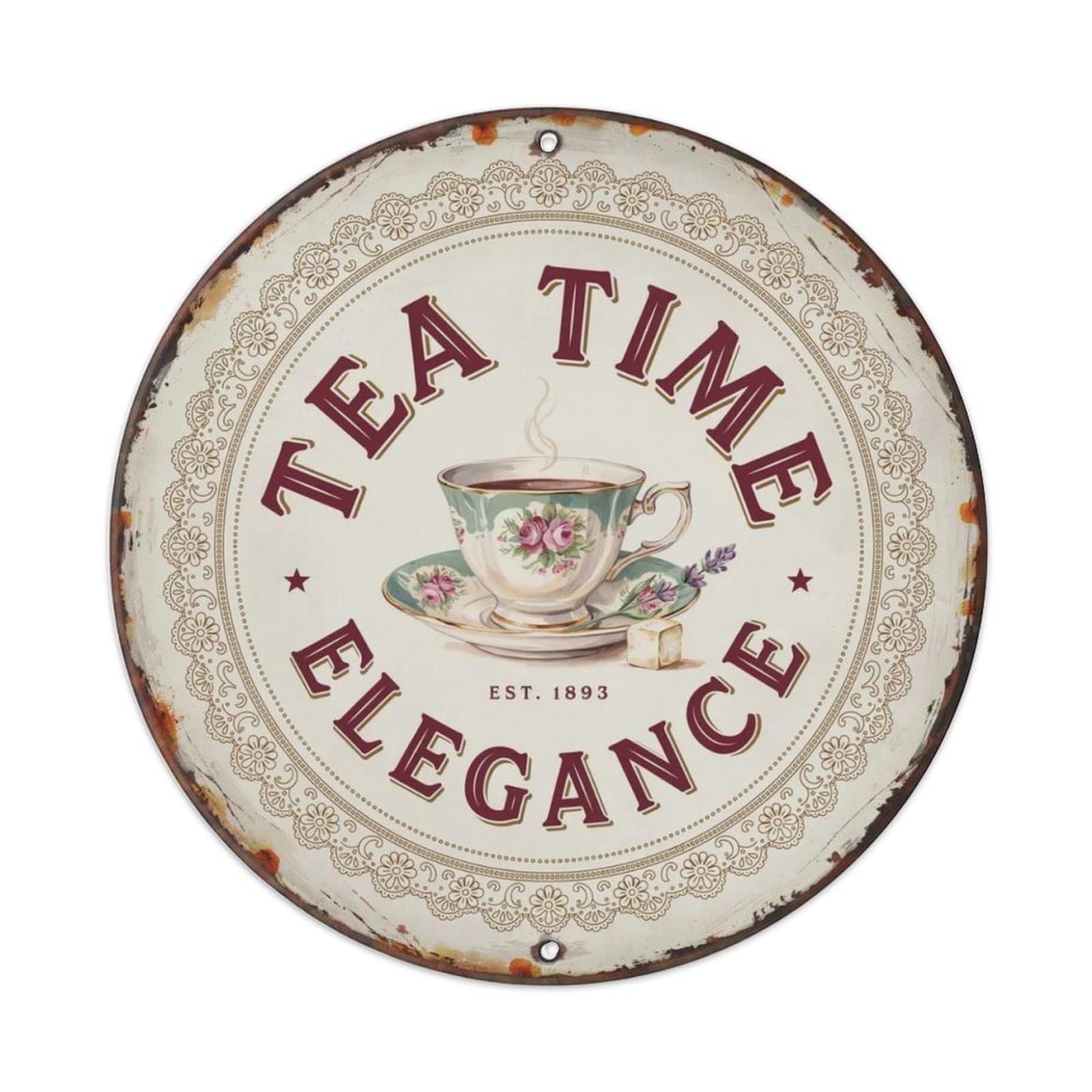 Tea Time Victorian Metal Tin Sign Plaque