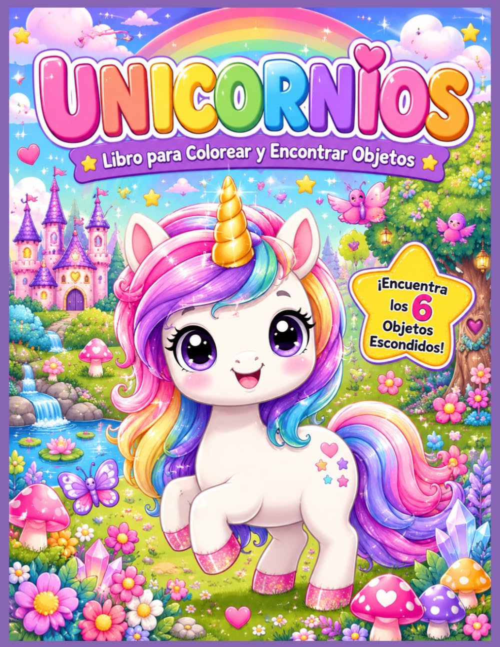 Unicornios: Libro para colorear encontrar objetos