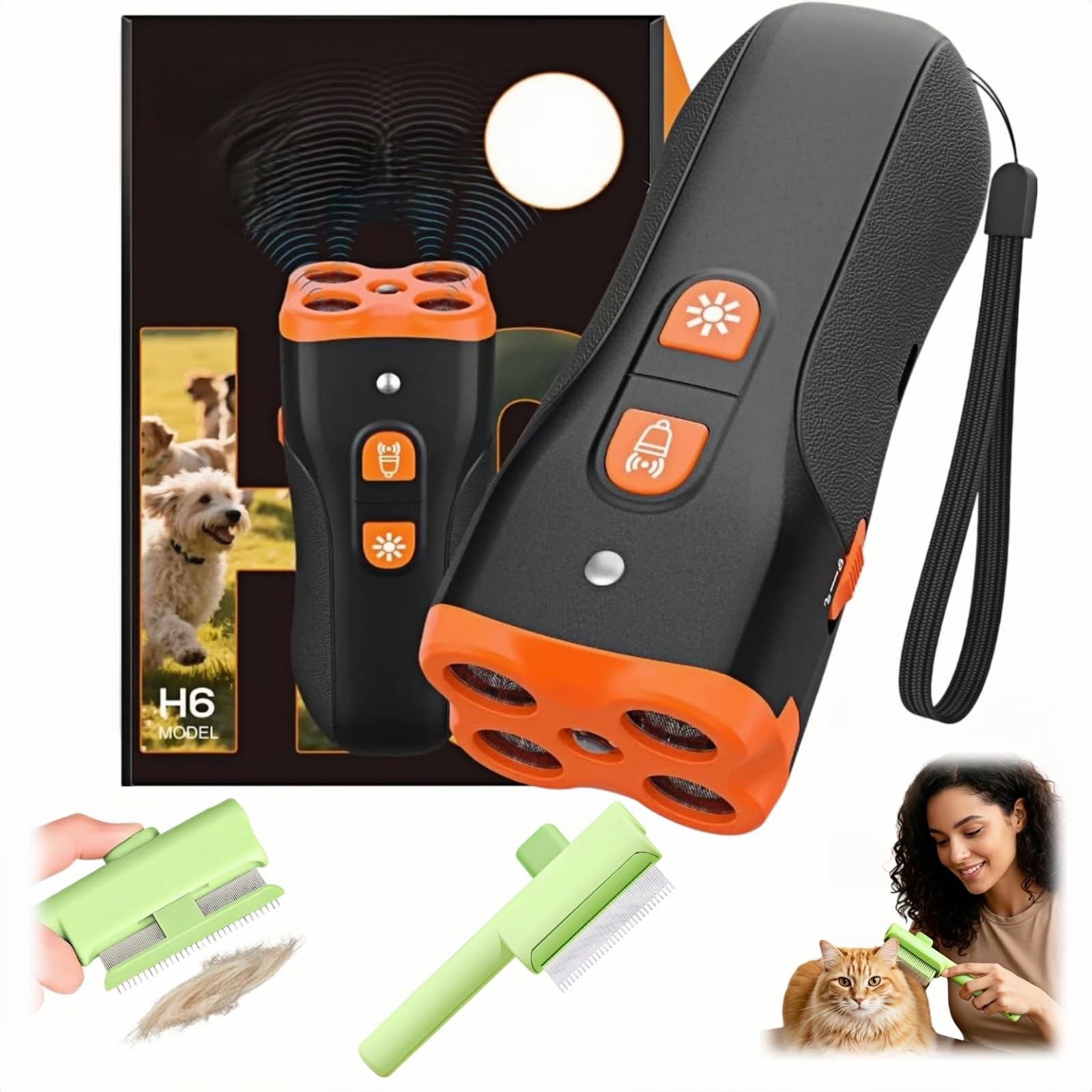 Générique Dispositif de Dissuasion d'Aboiement pour Chien,Appareil Ultrasonique Anti-Aboiement Sécurisé pour Chiens de Toutes Tailles, Dresseur,Portée 50ft,Intérieur &Extérieur (2PCS)