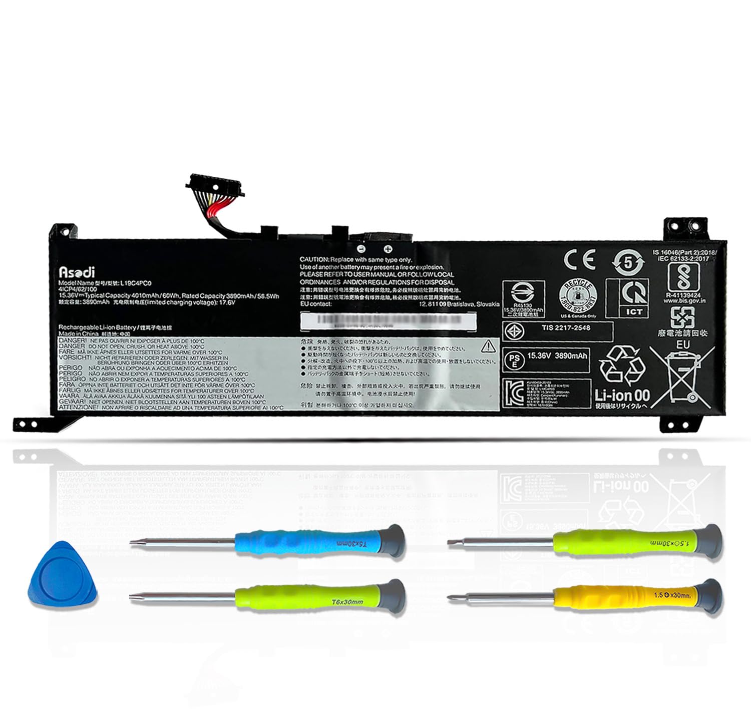 ASODI L19C4PC0 5B10W86196 60Wh Laptop Battery Compatible with Lenovo Legion 5P-15IMH05 Legion 5-15IMH05 5-15ARH05 Series L19C4PC1 5B10W86194 L19M4PC1