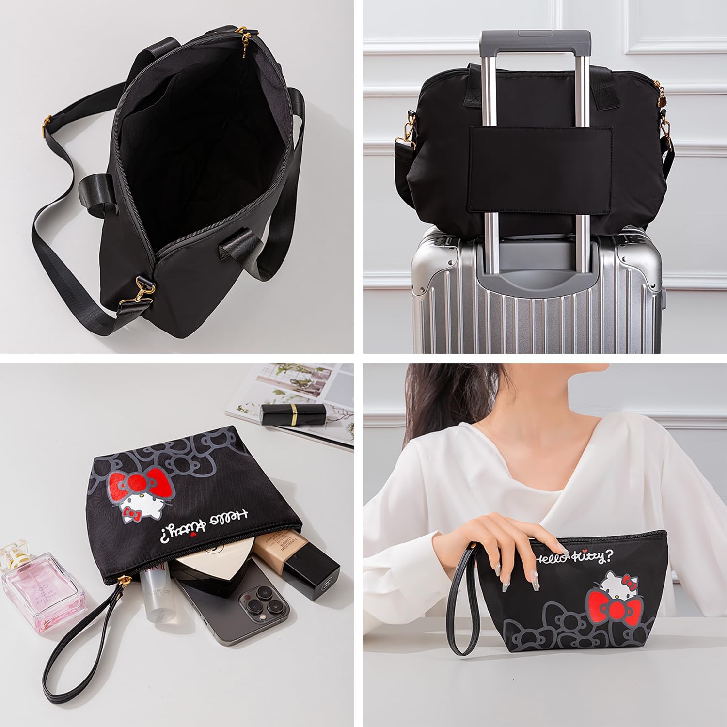 Vimanllie Travel Bag Large Waterproof Weekender Tote Bags for Women with Shoulder Strap, Polyester Luggage Sleeve Overnight