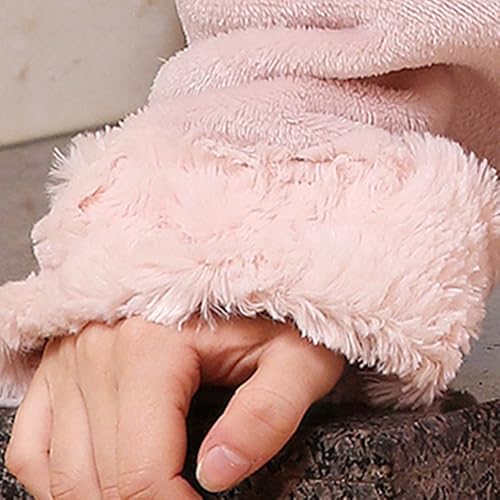 Miniatura 7 de Batas de baño Sunbaby gruesas y largas para hombre y mujer, de franela, con cuello de piel de imitación