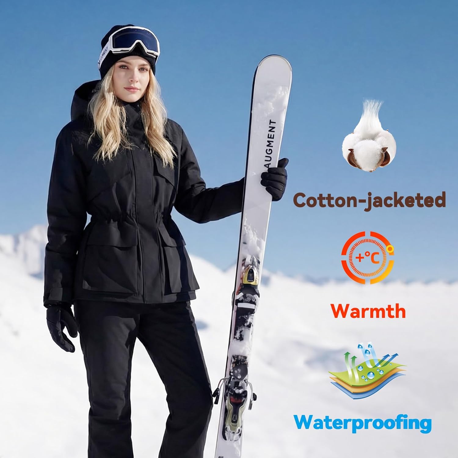 Women's Ski Jacket Waterproof Snow Jacket Windbreaker Warm Graphene Ski Coats for S... - Image 5