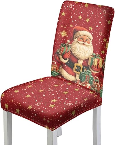Miniatura 19 de Rnyleeg Juego de 4 fundas de silla de Navidad para sala de estar, sin brazos, copo de nieve, muñeco de nieve, fundas elásticas para sillas de Muñeco