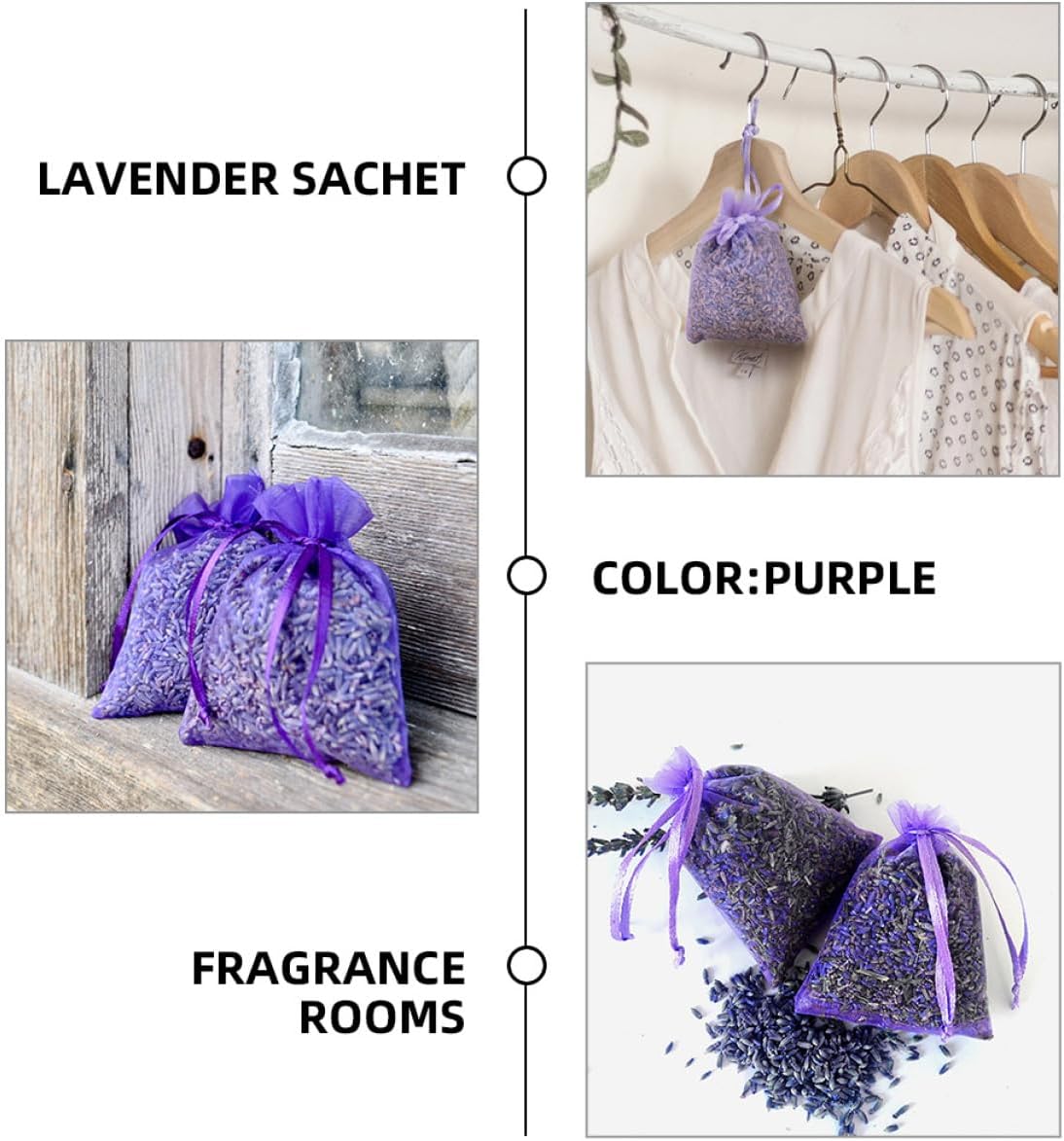 Cabilock 10pcs Lavender Hanging Sachet Bags Dried Flower Fresheners for Closets Vehicles and Storage Organza Bags Drawstring Design for Home and Fragrance
