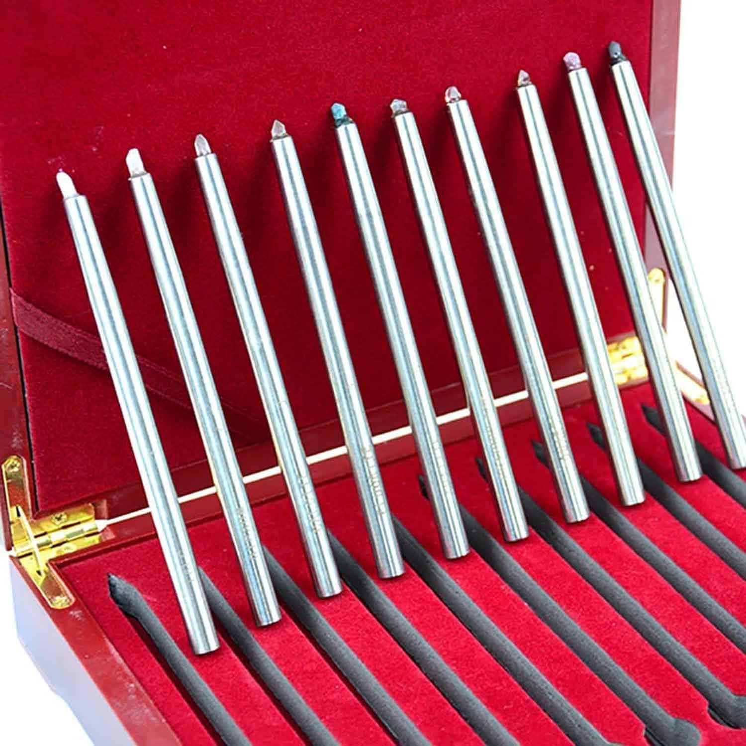 Kit di test di durezza, confezione da 10 tester per graffi con scatola, scala 1-10 per l'identificazione industriale di minerali e gemme