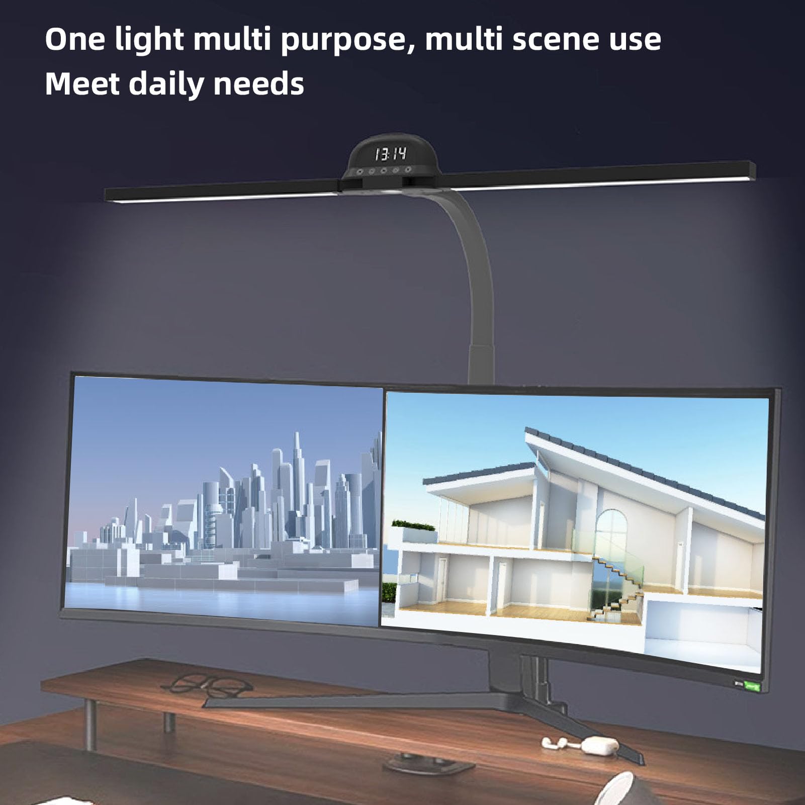 Bewinner Lampada da Scrivania a LED con Morsetto, Lampada da Scrivania per Architetto a Doppia Luce, Lampade per Monitor per Computer Dimmerabili in Continuo da 2000 Lm, Lampada da (Spina